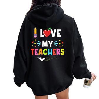 Ns Graduation I Heart My Teacher I Love My Teachers Women Oversized Hoodie Back Print | Mazezy