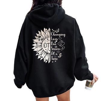 Occupational Therapy Month Ot Therapist Floral For Women Women Oversized Hoodie Back Print - Thegiftio UK