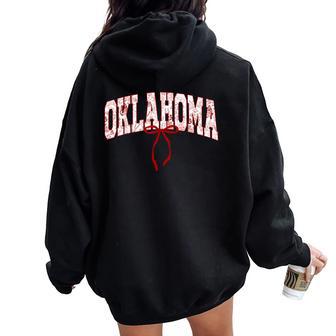 Oklahoma State Pride Classic Oklahoma Floral Coquette Bow Women Oversized Hoodie Back Print - Thegiftio UK
