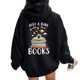 Olo Una Chica A La Que Le Encantan Los Libros Adorable Lector Lindo Ratón De Biblioteca Cuello Women Oversized Hoodie Back Print - Regaloses