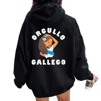 Orgullo Gallego Bandera Galicia Cinta Blusa Cuello Women Oversized Hoodie Back Print - Regaloses