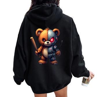 Ours En Peluche Drôle Robot Amoureux Teddy Ai Robotic Bear Sweat à capuche oversize pour femme avec imprimé dans le dos - Cadeauxyz
