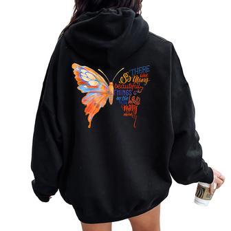 Papillon Be Happy Message Positif Pour Et Enfant Sweat à capuche oversize pour femme avec imprimé dans le dos - Cadeauxyz