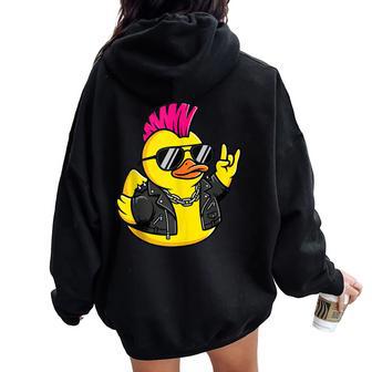 Pato De Goma Punk In Mangas Women Oversized Hoodie Back Print - Regaloses