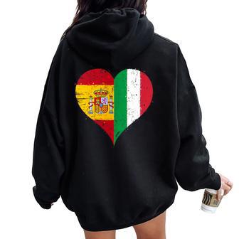 Petit Drapeau Espagne Italie Et Fier Fan Italien Espagnol Sweat à capuche oversize pour femme avec imprimé dans le dos - Cadeauxyz