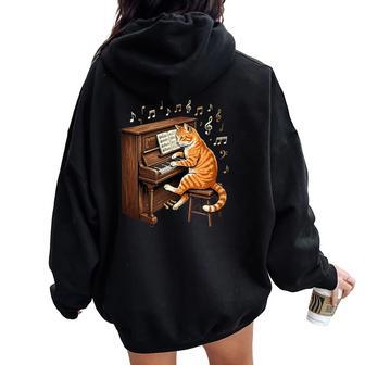 Pianista Amante Del Piano Hombres Es Niños In Mangas Women Oversized Hoodie Back Print - Regaloses