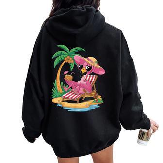 Pink Flamingo Women's Girls Beach Summer Holiday Tropical Women Oversized Hoodie Back Print - Thegiftio UK