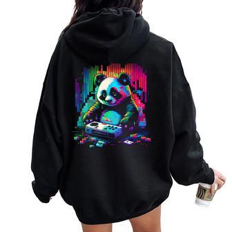 Pixelated Panda Gamer Manette De Jeu Rétro 8 Bits Sweat à capuche oversize pour femme avec imprimé dans le dos - Cadeauxyz