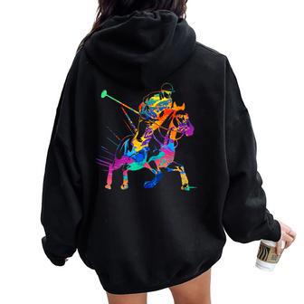 Polo Player Horse Sport Ride Riding Equestrian Sport Fan Women Oversized Hoodie Back Print - Thegiftio
