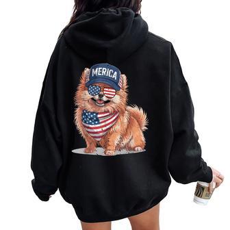 Pomeranian 4Th Of July Us American Flag Pom Dog Patriotic For Kids Women Oversized Hoodie Back Print - Thegiftio UK