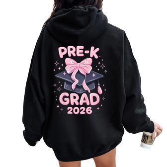 Pre-K Graduation 2026 Pink Bow Preschool Grad 2026 Girls Women Oversized Hoodie Back Print - Thegiftio