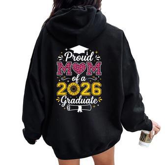 Proud Mom Of A 2026 卒業 シニア ひまわり ヒョウ ハート レディース オーバーサイズ パーカー バックプリント - Kawaiitshirt