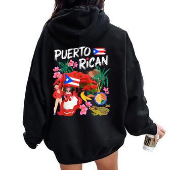 Puerto Rican Heritage Idea For & Boricua Puerto Rico Women Oversized Hoodie Back Print - Thegiftio UK