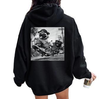 Pug Boys Girls Costume Retro Meme Skateboard 90S Women Oversized Hoodie Back Print - Thegiftio UK