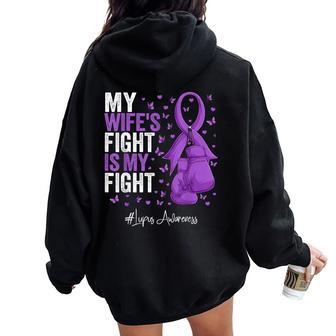Purple Ribbon Wife Lupus Awareness Women Oversized Hoodie Back Print - Thegiftio UK