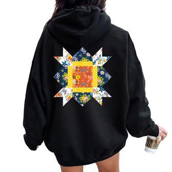 Quilters クラシック風防キルトブロック 花柄パッチワーク レディース オーバーサイズ パーカー バックプリント - Kawaiitshirt