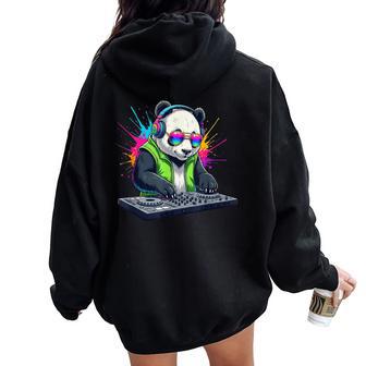 Rainbow Dj Panda Avec Lunettes Deoleil Casque Edm Musique Drôle Sweat à capuche oversize pour femme avec imprimé dans le dos - Cadeauxyz