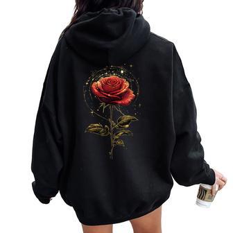 Red Rose Flower Botanist Garden Flower Red Rose Women Oversized Hoodie Back Print - Thegiftio UK