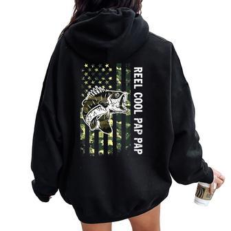 Reel Cool Pap Pap Camouflage American Flag Fathers Day Men Women Oversized Hoodie Back Print - Thegiftio UK