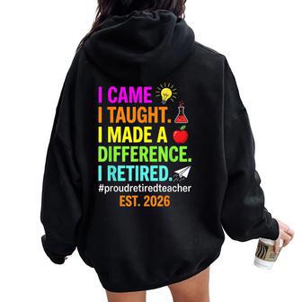 Retired Teacher 2026 Humor Teacher Retirement Est 2026 Women Oversized Hoodie Back Print - Thegiftio UK