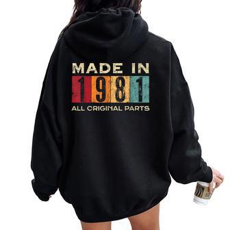 Retro 1981 Todas Las Piezas Originalesintage Made In 1981 Hombres Es Women Oversized Hoodie Back Print - Regaloses