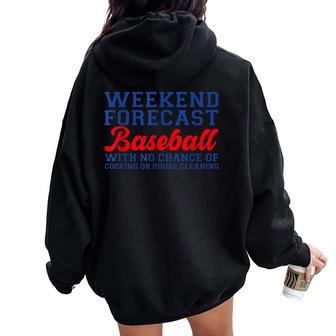 Retro Baseball Mom Mother's Day Weekend Forecast Baseball Women Oversized Hoodie Back Print - Thegiftio UK
