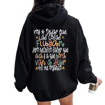 Retro Groovyoy A Dejar Que Las Cosas Fluyan Pero Necesito In Mangas Women Oversized Hoodie Back Print - Regaloses
