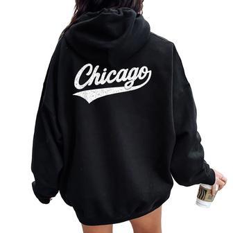 Retro Vintage Chicago Text Boy Girl Women Oversized Hoodie Back Print - Thegiftio