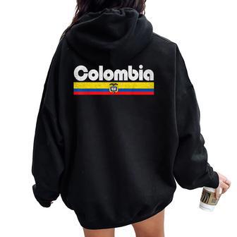 Retro Vintage Colombia Flag Colombian Pride Kids Women Oversized Hoodie Back Print - Thegiftio UK