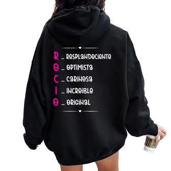 Rocio Regalo Personalizado Nombre Rocio Chica Women Oversized Hoodie Back Print - Regaloses