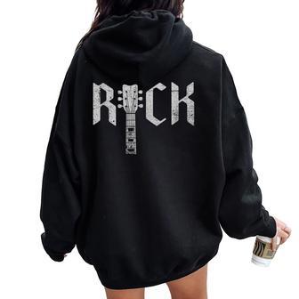 Rock On Guitar Rock And Roll Hombres Es Rock Band Punk Goth In Mangas Women Oversized Hoodie Back Print - Regaloses
