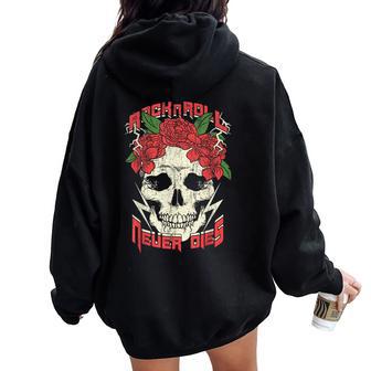 Rock And Roll Guitarraintage Rock Música Women Oversized Hoodie Back Print - Regaloses