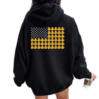 Rubber Duck Duckie American Flag 4Th Of July Patriotic Women Oversized Hoodie Back Print - Thegiftio UK