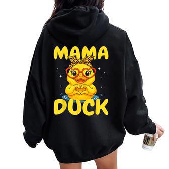 Rubber Duckies Mama Duck Rubber Duck For Moms Women Oversized Hoodie Back Print - Thegiftio UK