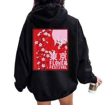 Sakura Festival Floral De Cerisier Japonais Sweat à capuche oversize pour femme avec imprimé dans le dos - Cadeauxyz