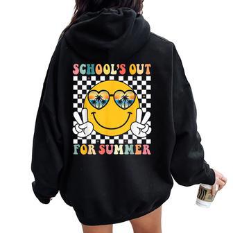 Schools Out For Summer Teacher Groovy Last Day Of School Women Oversized Hoodie Back Print - Thegiftio UK
