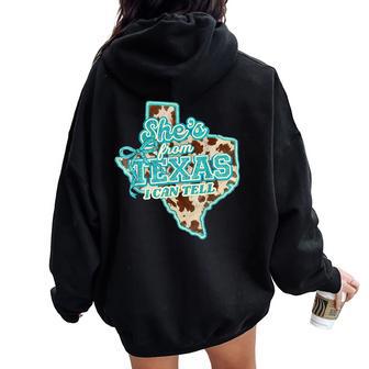 She's From Texas I Can Tell Retro Vintage Cowgirl Women Women Oversized Hoodie Back Print - Thegiftio UK