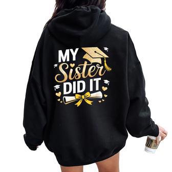My Sister Did It Graduation Day Celebration Women Oversized Hoodie Back Print - Thegiftio UK