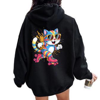 Skating Mens & Kids Cat Roller Skater Women Oversized Hoodie Back Print - Thegiftio UK