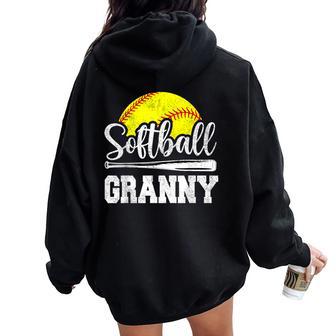 Softball Granny Softball Player Game Day Mother's Day Women Oversized Hoodie Back Print - Thegiftio UK
