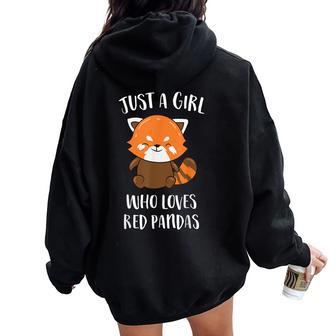 Sólo Una Chica Que Ama A Los Pandas Rojos Women Oversized Hoodie Back Print - Regaloses