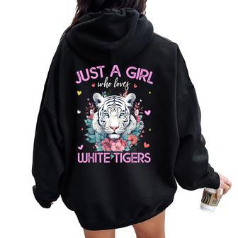 Solo Una Chica Que Ama Los Tigres Blancos Para Es Y Niñas Women Oversized Hoodie Back Print - Regaloses