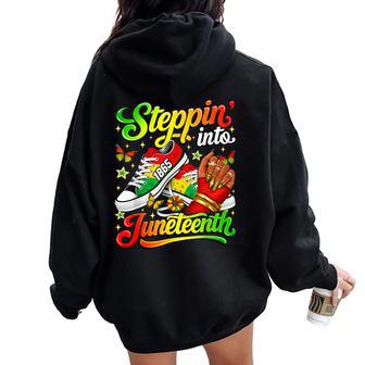 Stepping Into Junenth 1865 Black Afro Sneakers Girl Women Women Oversized Hoodie Back Print - Thegiftio UK