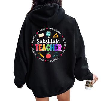Substitute Teacher Appreciation Proud Substitute Teacher Women Oversized Hoodie Back Print - Thegiftio