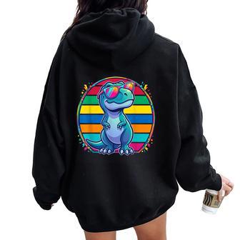 T-Rex Retro Bambini Donne Divertente Dinosauro Felpa con cappuccio oversize da donna con stampa posteriore - Novitaregali
