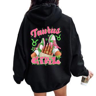 Taurus Girl Birthday Queen Sneakers Astrology Zodiac Women Oversized Hoodie Back Print - Thegiftio UK