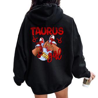 Taurus Girl Birthday Sneakers Zodiac Sign Bday Women Oversized Hoodie Back Print - Thegiftio UK