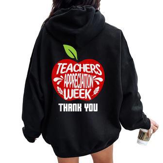 To All My Teachers Thank You Teacher Appreciation Week Apple Women Oversized Hoodie Back Print | Mazezy