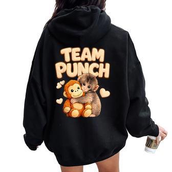 Team Punch Peluche De Mono Punch Monkey Hug Mama Women Oversized Hoodie Back Print - Regaloses