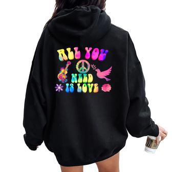 Tenue Hippie Paix Amourigne Costume Hippie Homme Sweat à capuche oversize pour femme avec imprimé dans le dos - Cadeauxyz